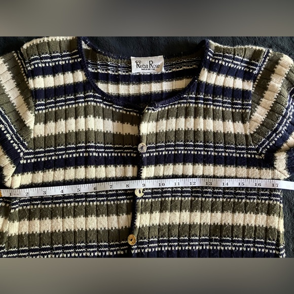 Vintage Reba Rose Striped Button Up Cardigan - Picture 3 of 7